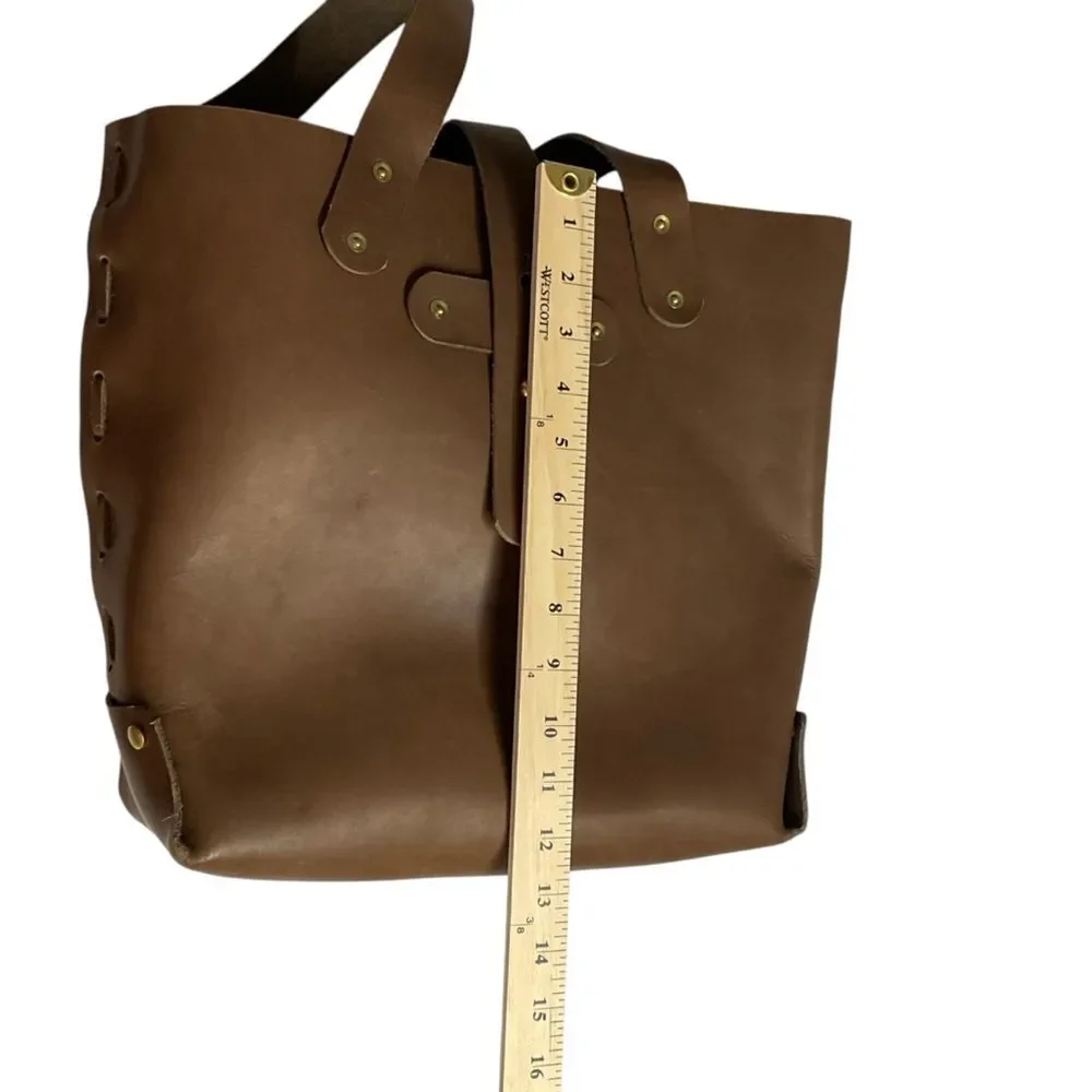 Handcrafted Chocolate Brown Leather Shoulder Tote Bag